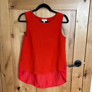 Deletta Red Asymmetrical Sleeveless Tank Top